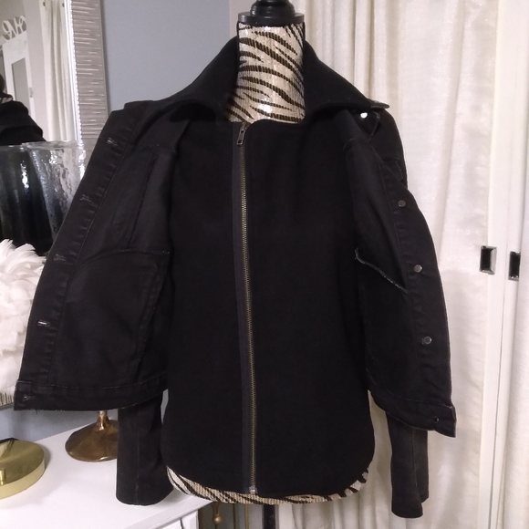 CURRENT/ELLIOT denim & wool layered jean jacket/coat size 1 - Picture 6 of 10